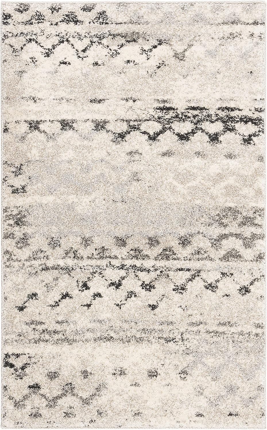 Alfombra decorativa 2'6x4' crema gris diseño abstracto