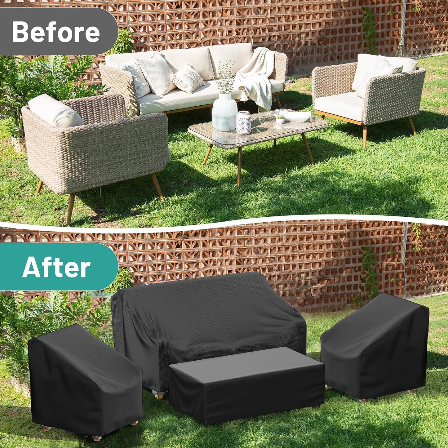 4 Pzas Fundas Impermeables para Muebles Exterior