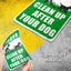 Letrero aluminio 12x8pulg texto 'clean up after your dog'