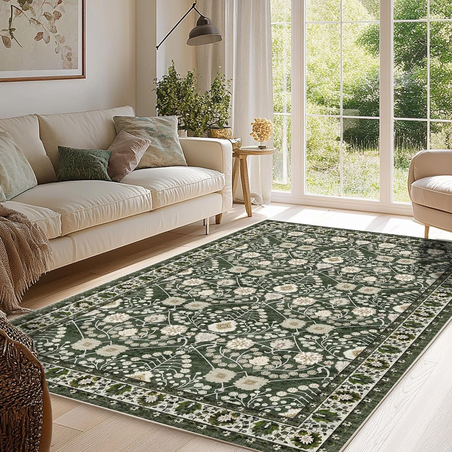Alfombra 3x5 TPR Verde Oscuro Antiderrap Sala de Estar