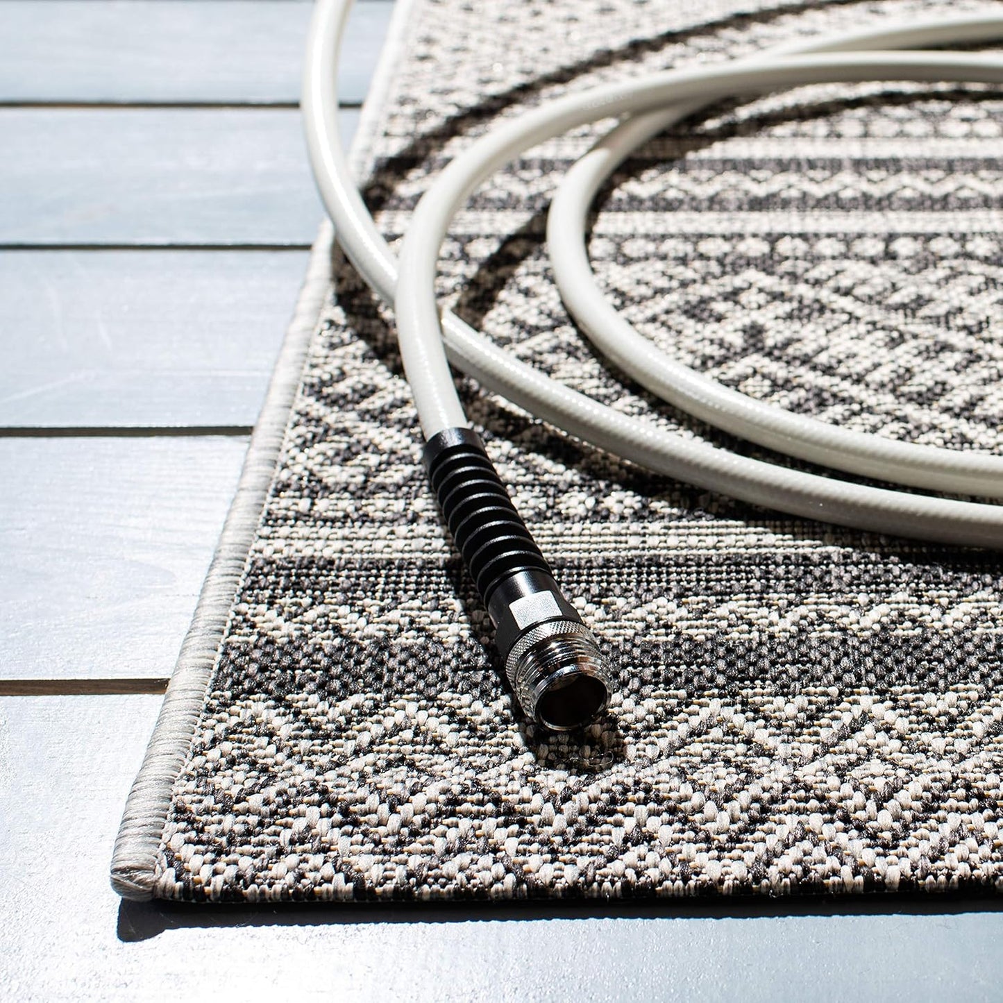 Alfombra lavable exterior 9x12ft negro gris CY8168-37621