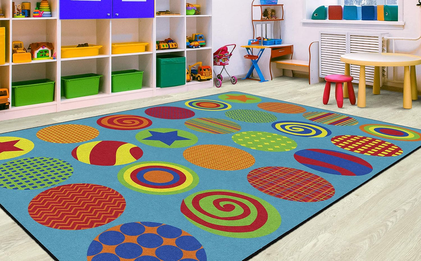 Alfombra infantil multicolor con círculos 7x12ft