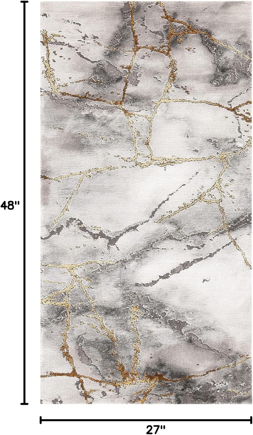 Alfombra decorativa 2'3x4' gris y dorado abstracta