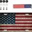 Placa bandera EE.UU. aluminio 4 agujeros estrellas y rayas