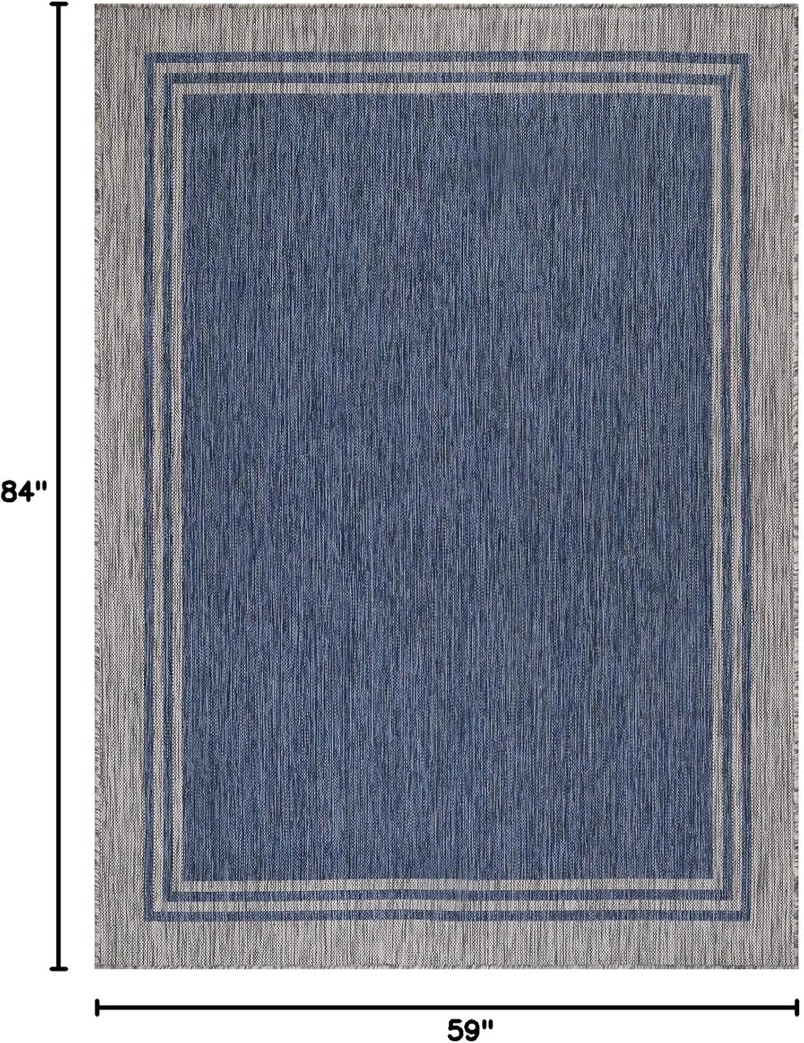 Alfombra exterior 5x7pies impermeable azul marino