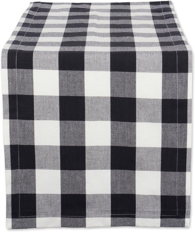 Camino mesa clásico de granja 14x108pulg negro y blanco