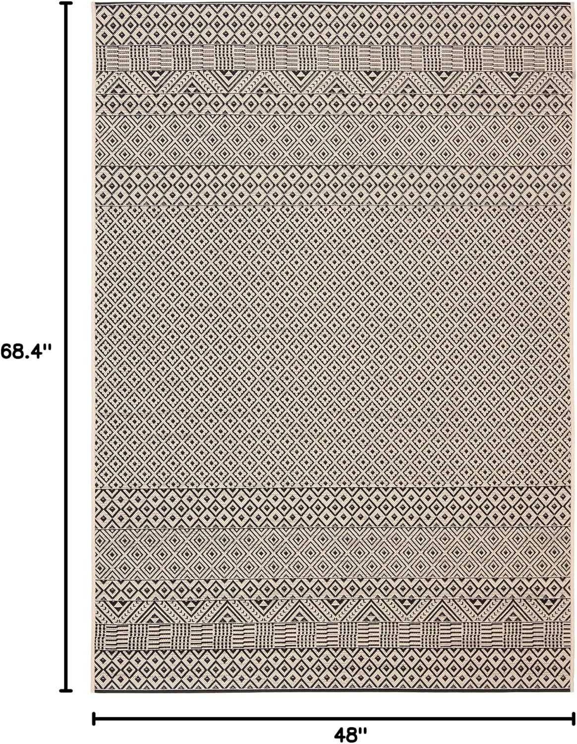 Alfombra lavable Courtyard 4x5'7" beige y negro patio
