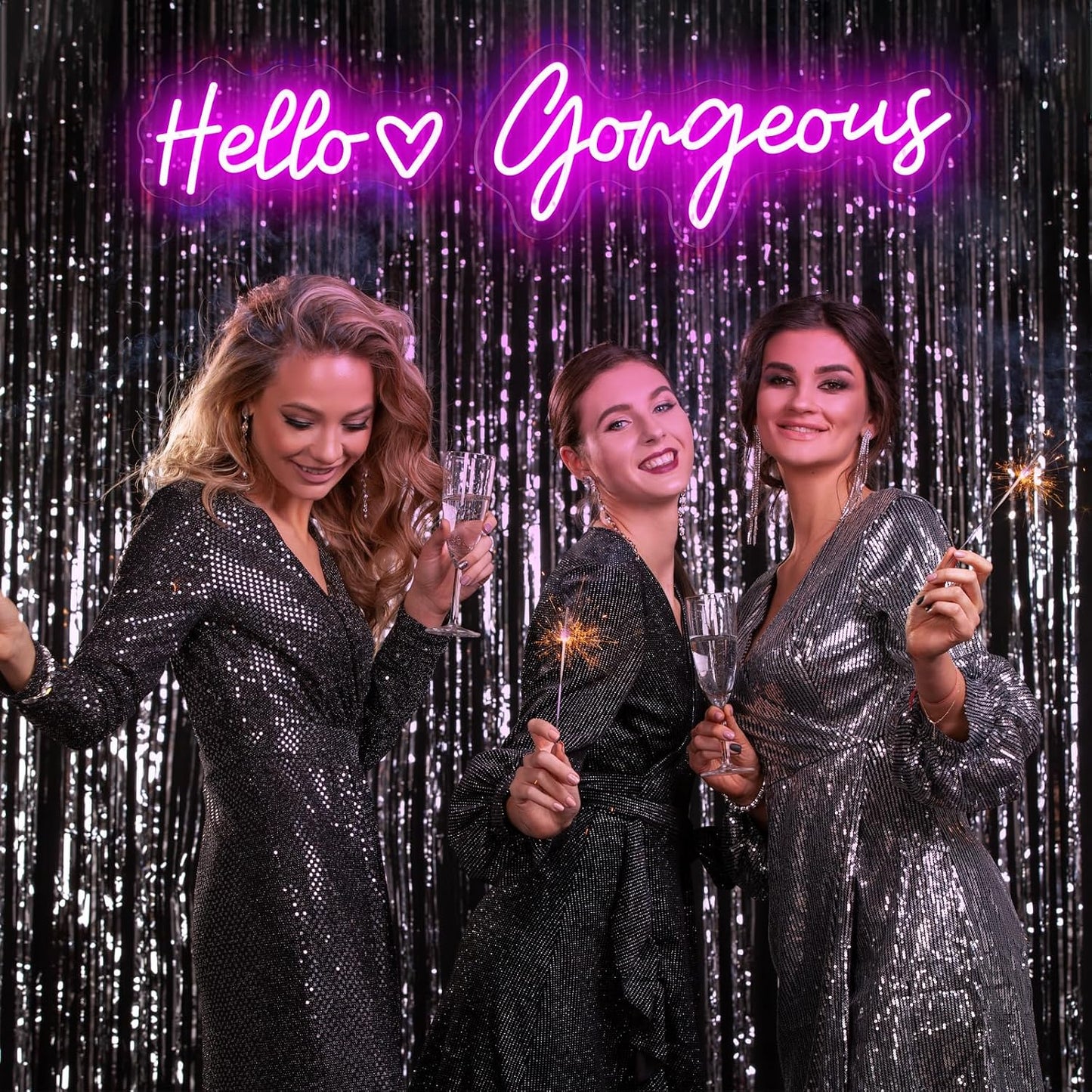 Letrero neón Hello Gorgeous 26pulg decoración pared