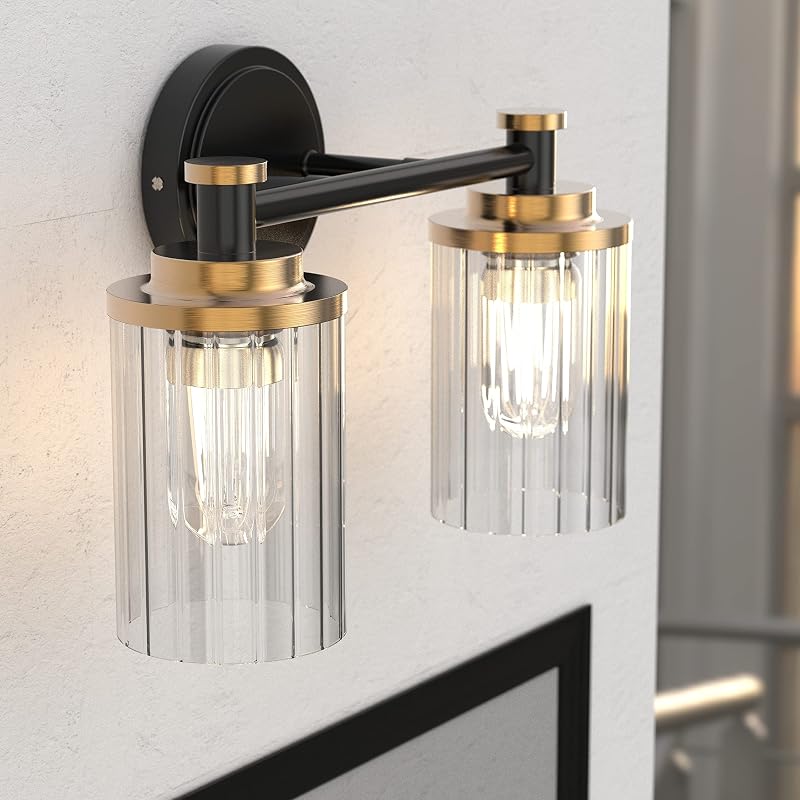 Lámpara baño pantalla vidrio cilíndrico rayas E26