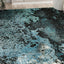 Alfombra moderna abstracta 4x6ft azul/multicolor