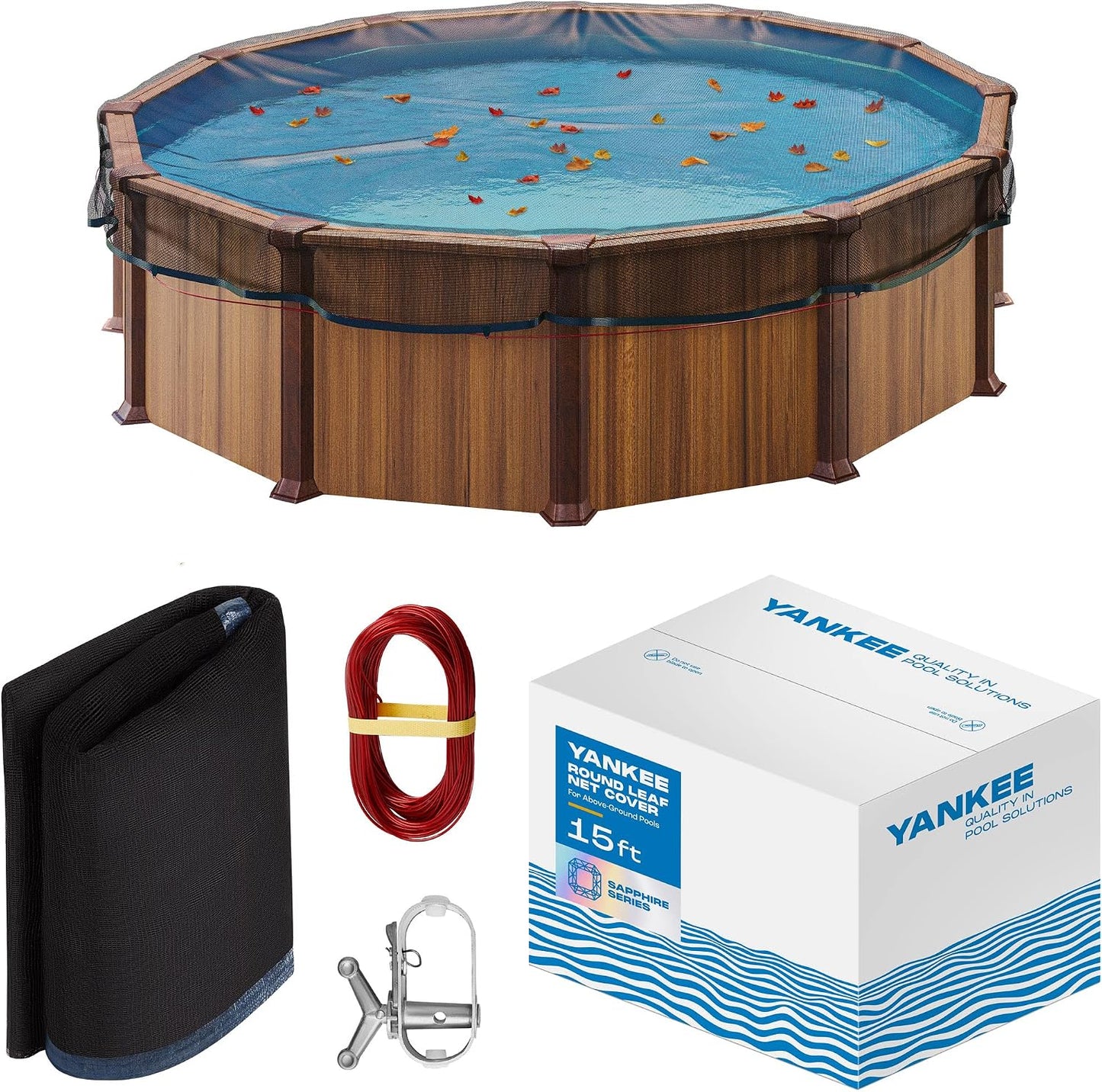 Cubierta red piscina redonda 15" resistente 0.15"