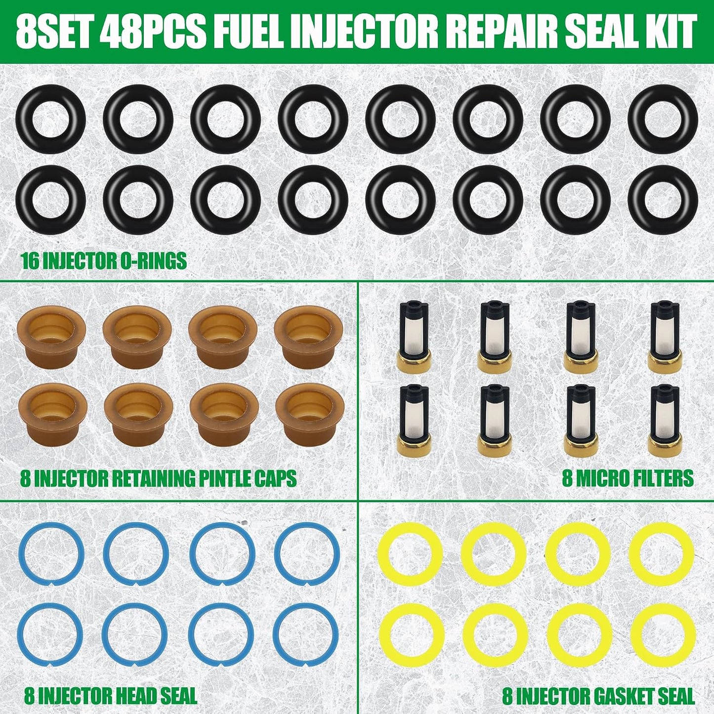 Set 48 sellos inyector combustible Ford V8 5.4L