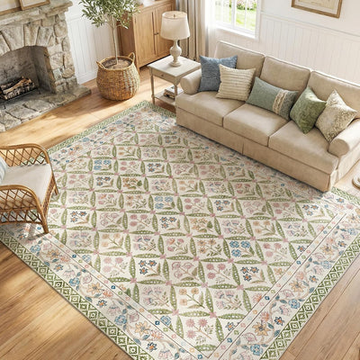 Alfombra área 8x10ft vintage floral suave antideslizante