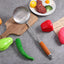 Cuchara ranurada acero inox mango madera espátula wok 14.2pulg