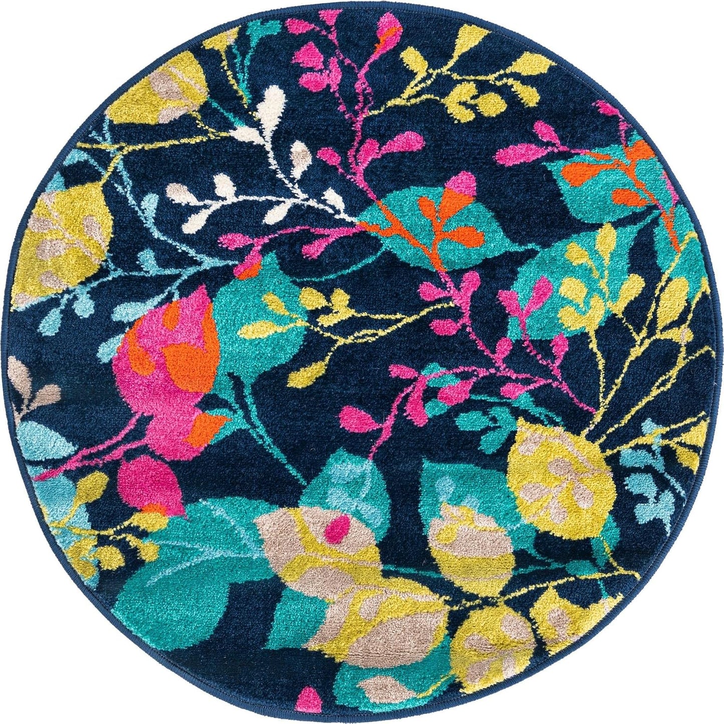 Alfombra redonda Azalea 3ft azul marino/marfil