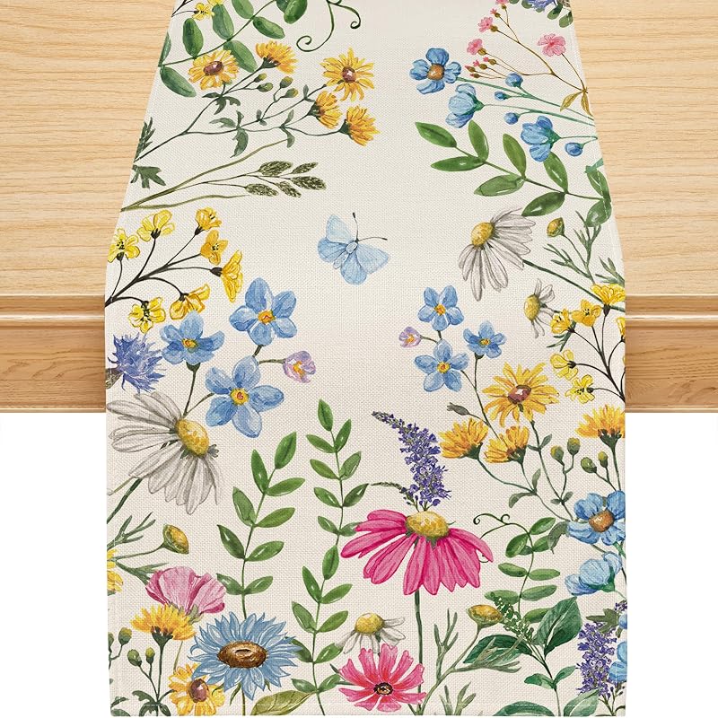 Camino mesa primavera flores silvestres mariposa decoración