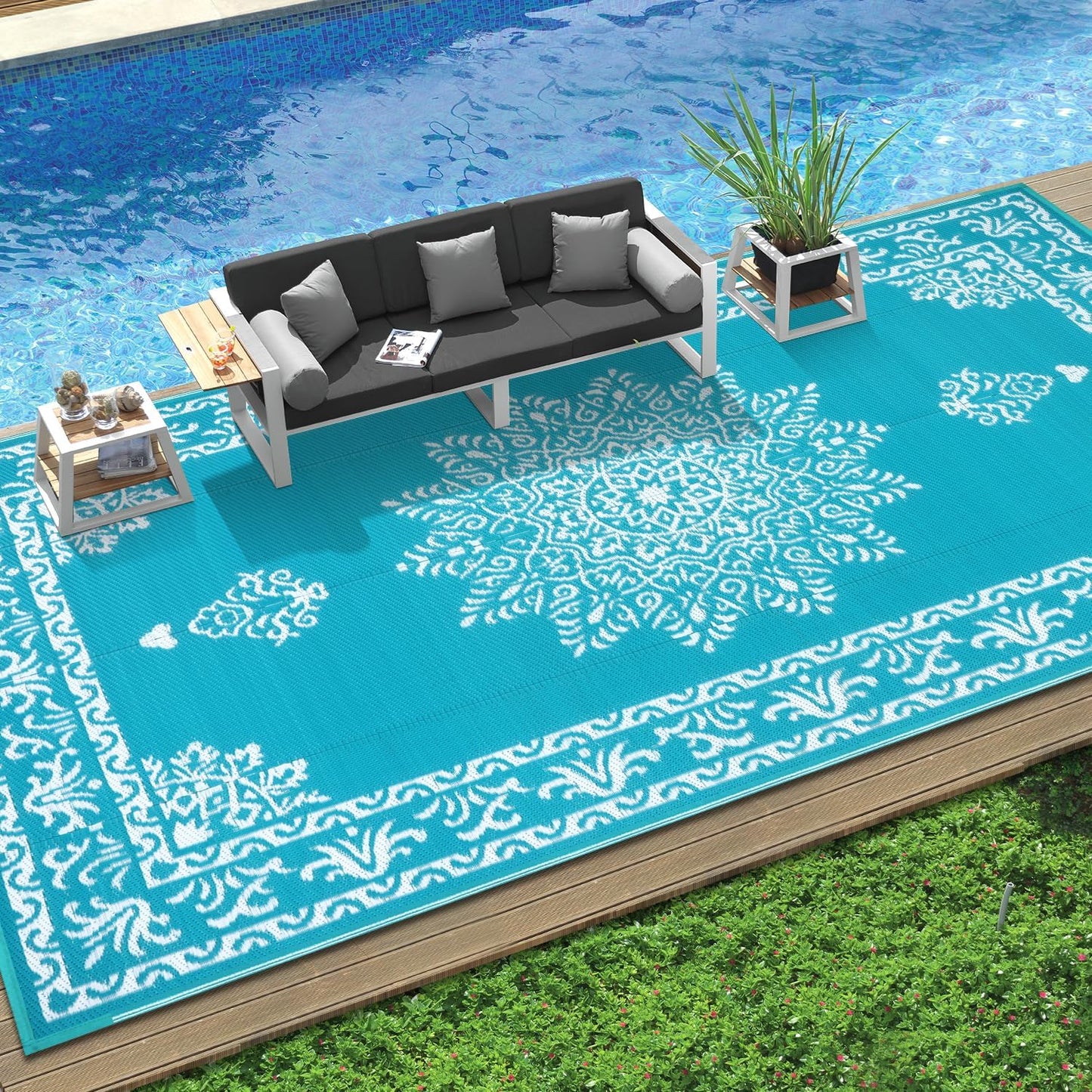 Alfombra patio impermeable reversible 9x18ft