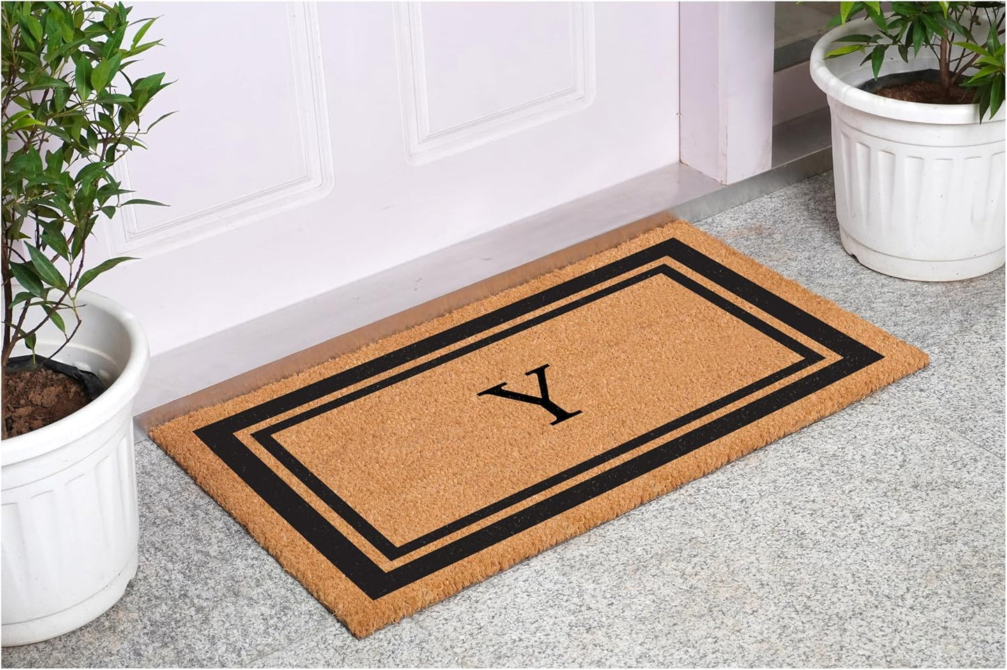 Felpudo monograma Y borde negro 24x36"