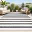 Alfombra área rayas anchas 4x6pulg negro/crema patio