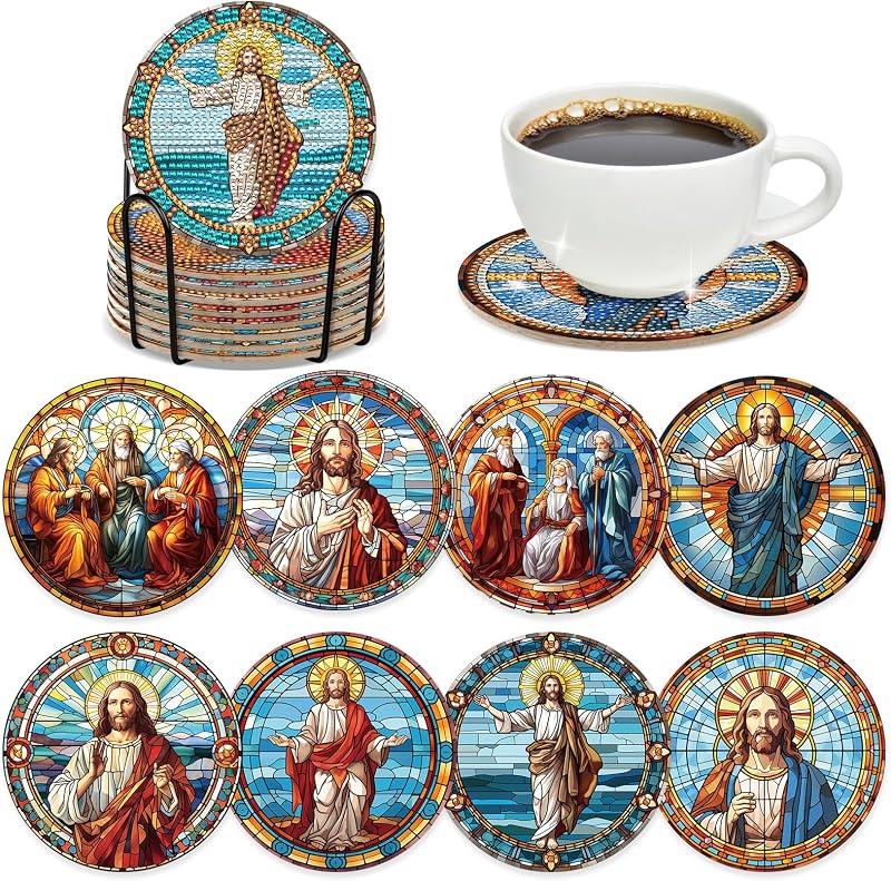Posavasos cristiano diseño diamantes 8uds decoración