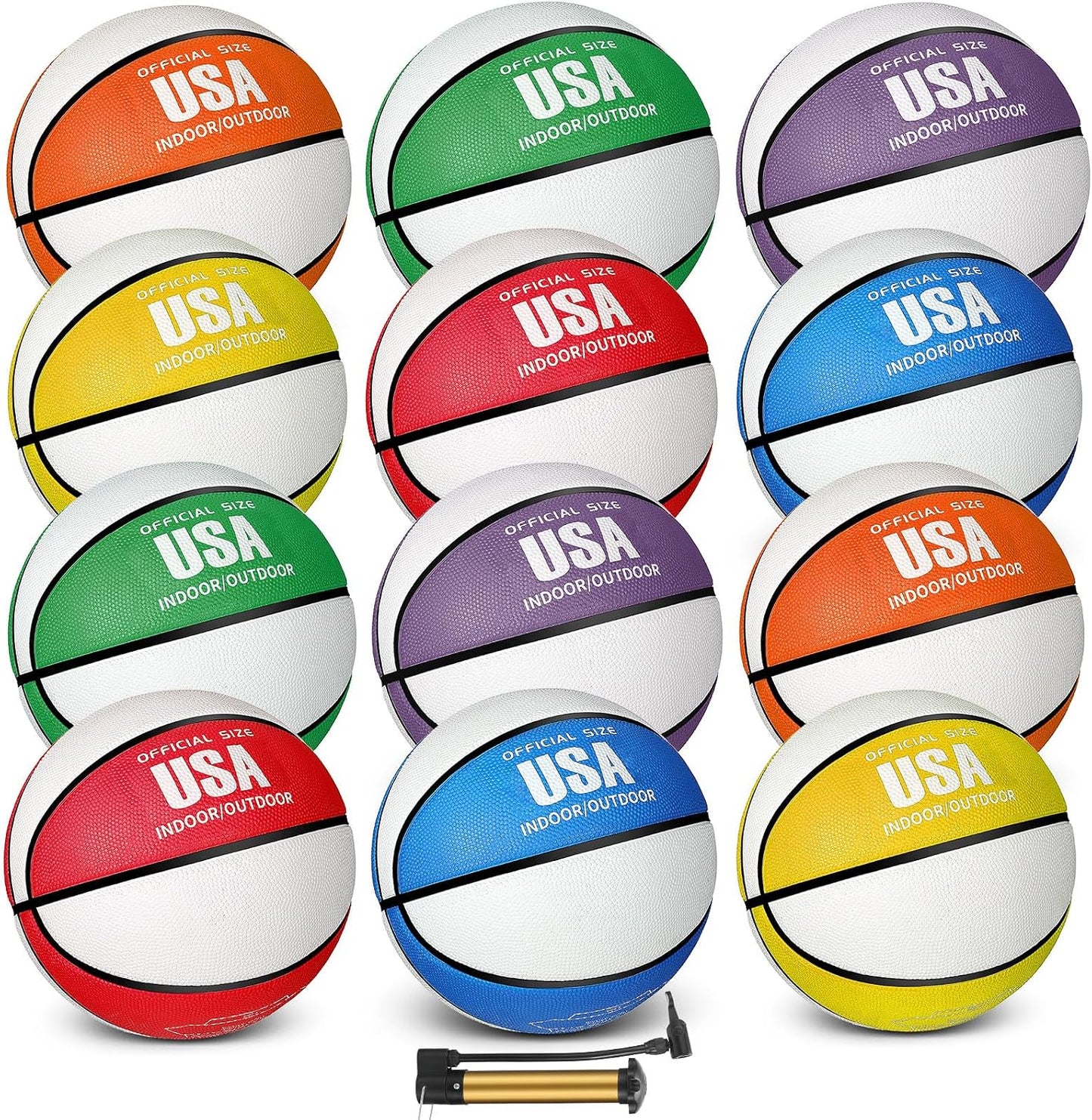 Baloncesto goma 12 pzas tamaño oficial para niños y adultos