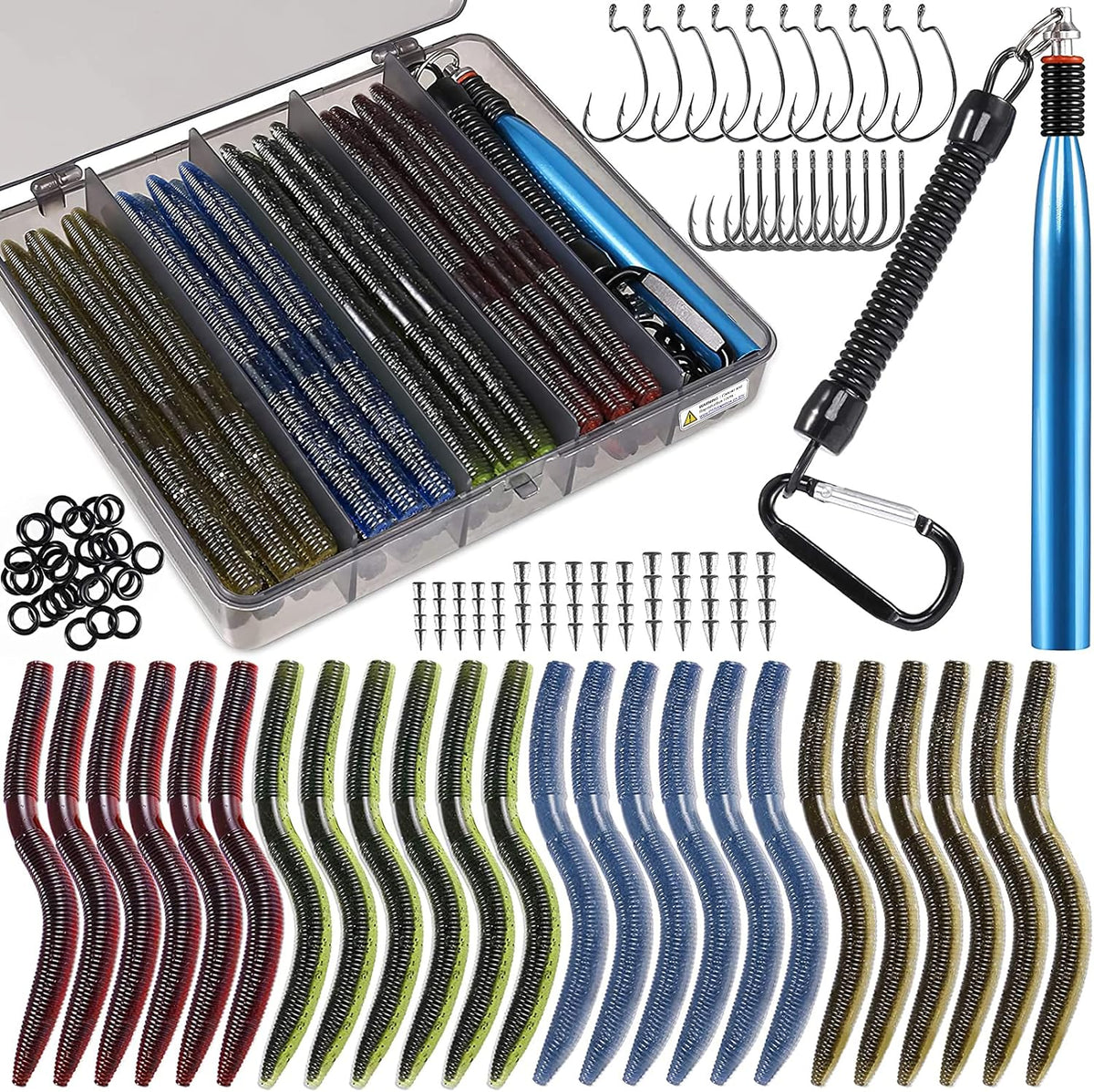 Kit señuelos Wacky Worm plástico suave para trucha y lubina
