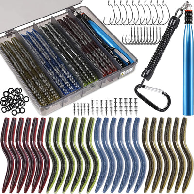 Kit señuelos Wacky Worm plástico suave para trucha y lubina