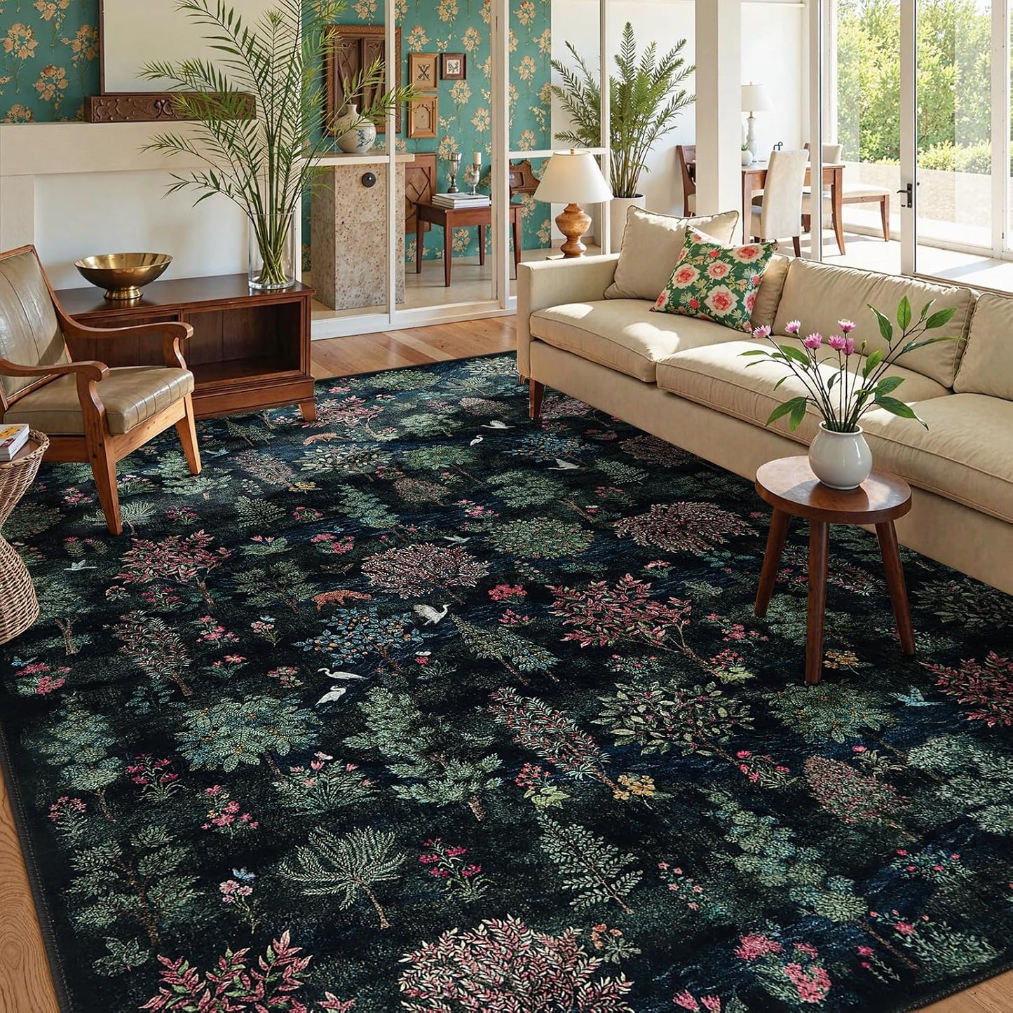 Alfombras área 5x7ft estilo bohemio lavables antiderrap