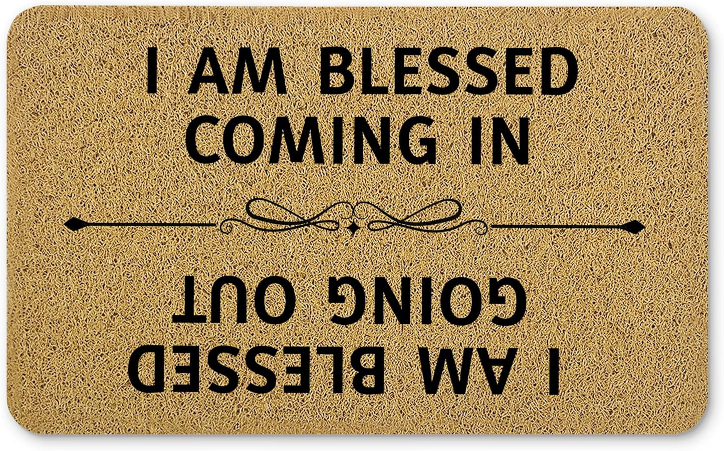 Tapete bienvenida puerta con texto I Am Blessed