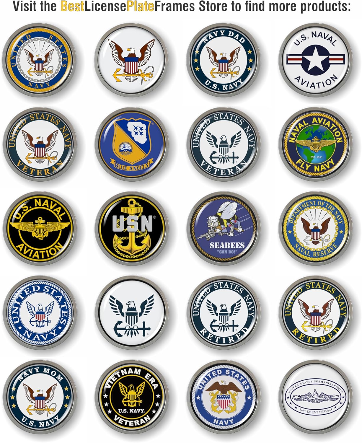 Emblema 3D US Navy para auto cúpula metal cromado