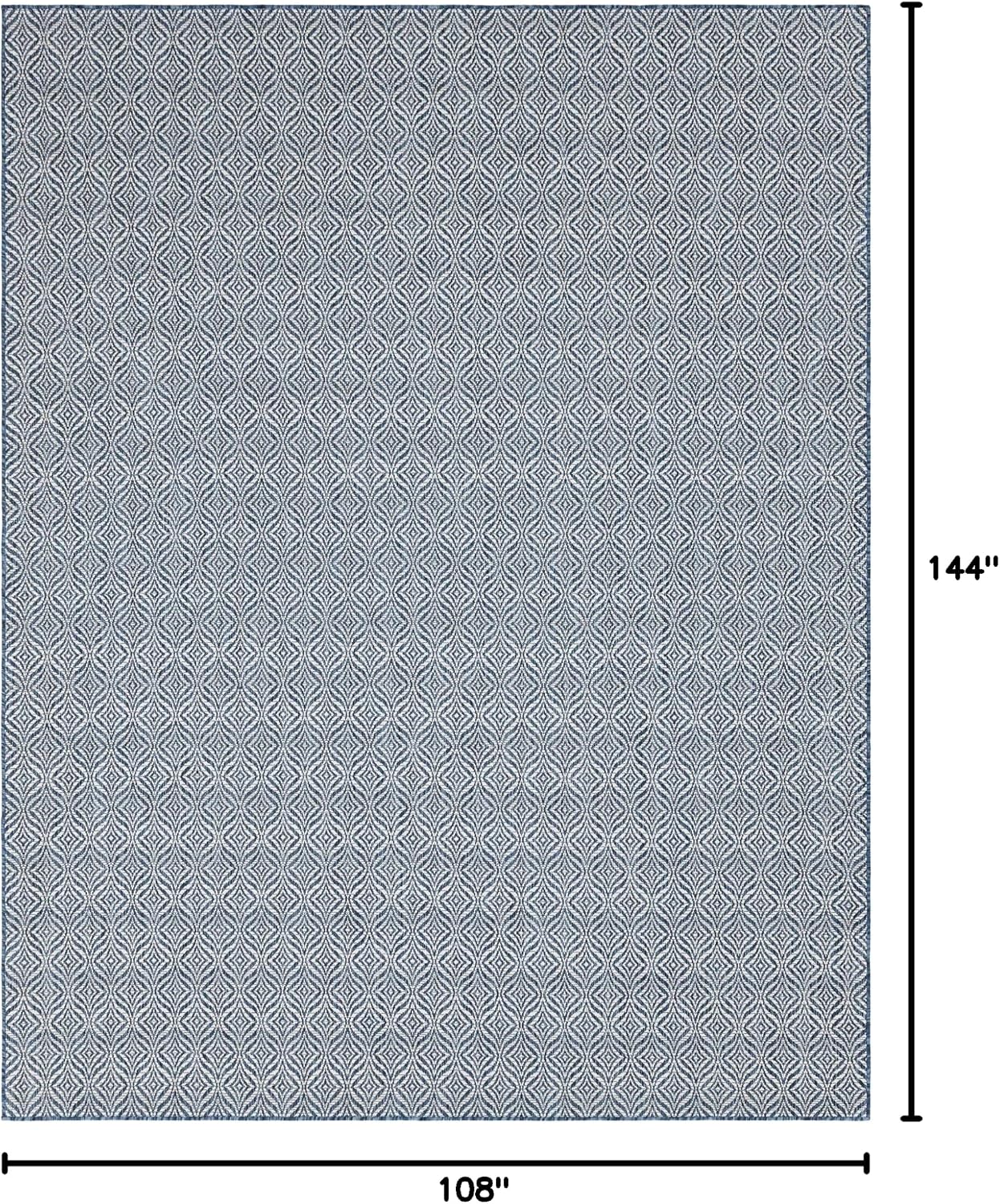Alfombra decorativa enrejado 9x12ft rectangular azul/marfil