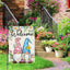 Bandera jardín gnomos 12x18pulg doble cara flores primavera verano