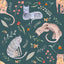 Papel tapiz autoadhesivo animales gato hojas botánicas