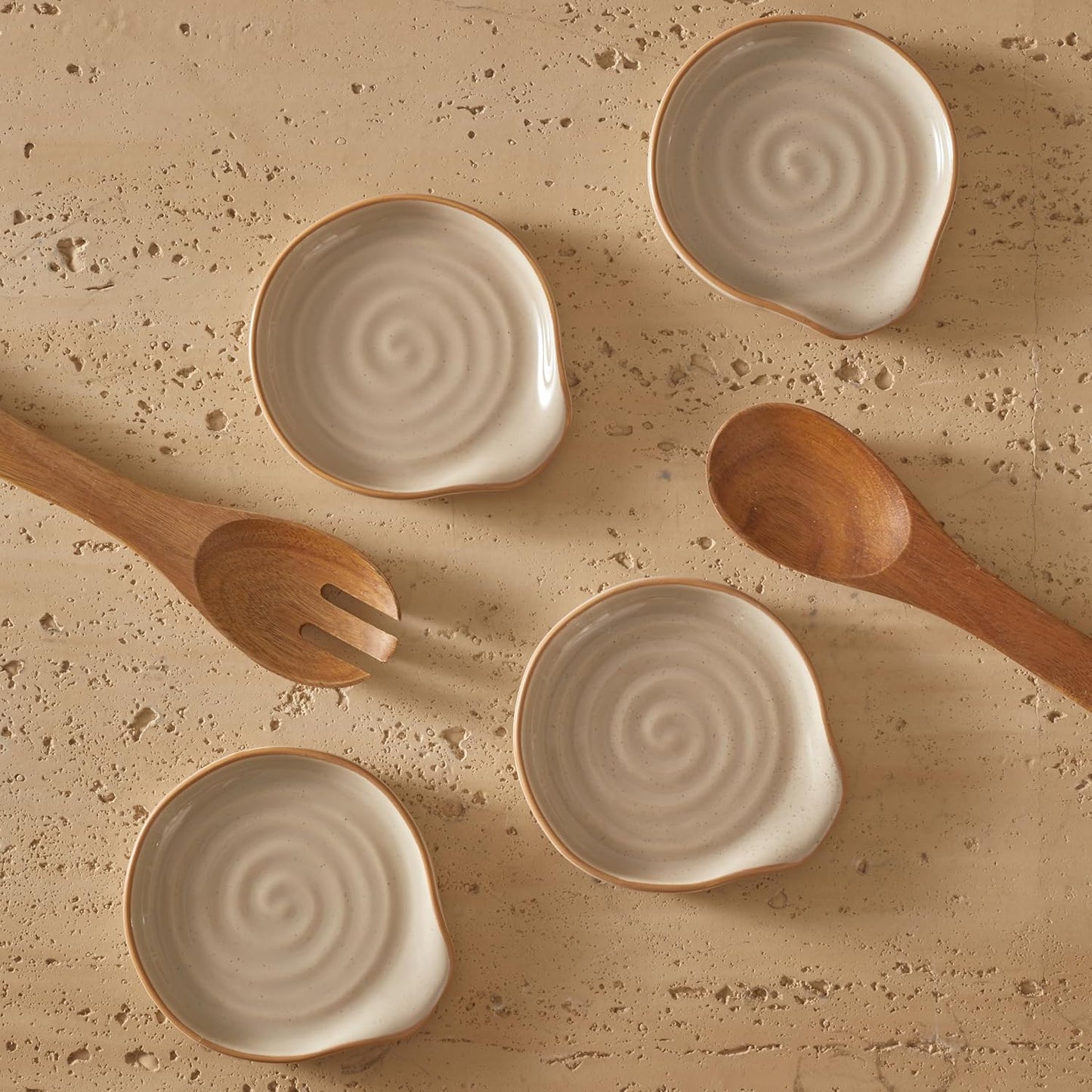 2 Pzas Soporte Cucharas Beige para Microondas