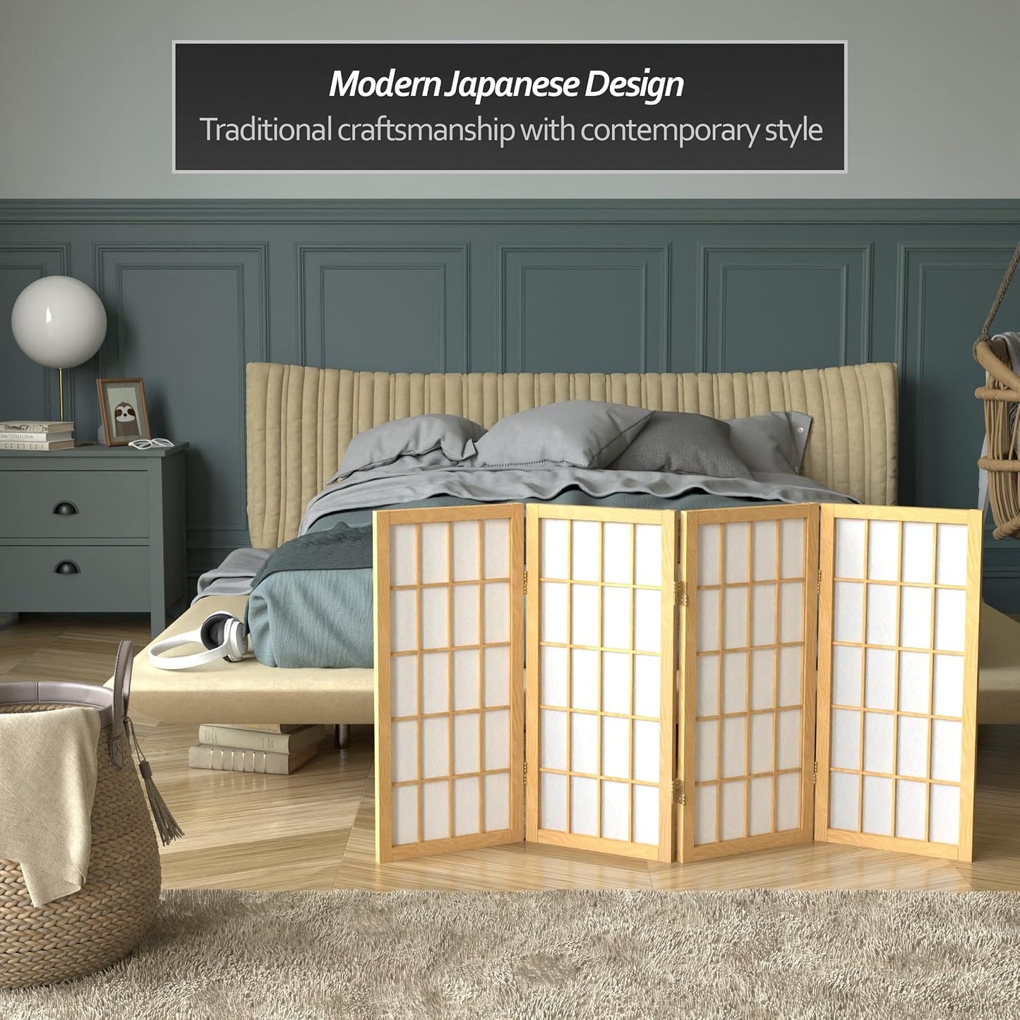 Biombo Shoji portátil 2ft madera natural 6 colores