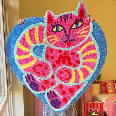 Alfombra 3D felpa antideslizante 37x39pulg rosa azul