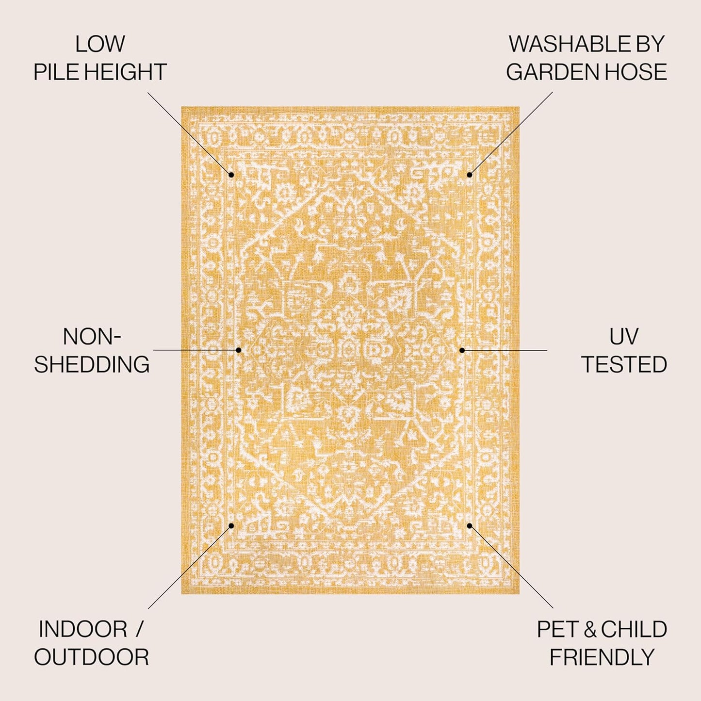 Alfombra Boho Medallion 4x6ft Texturizado Malta