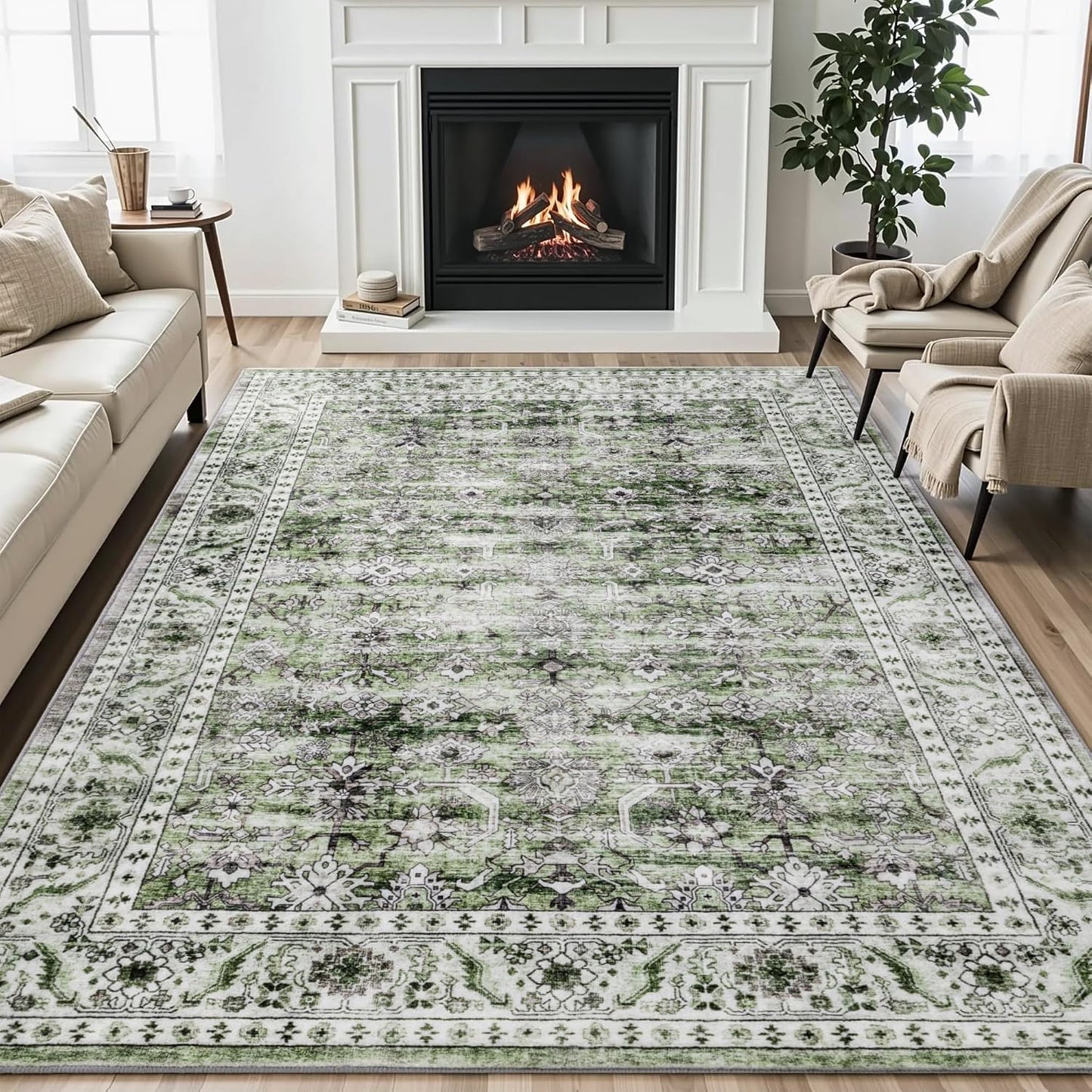 Alfombra 8x10pulg floral antiderrap sala