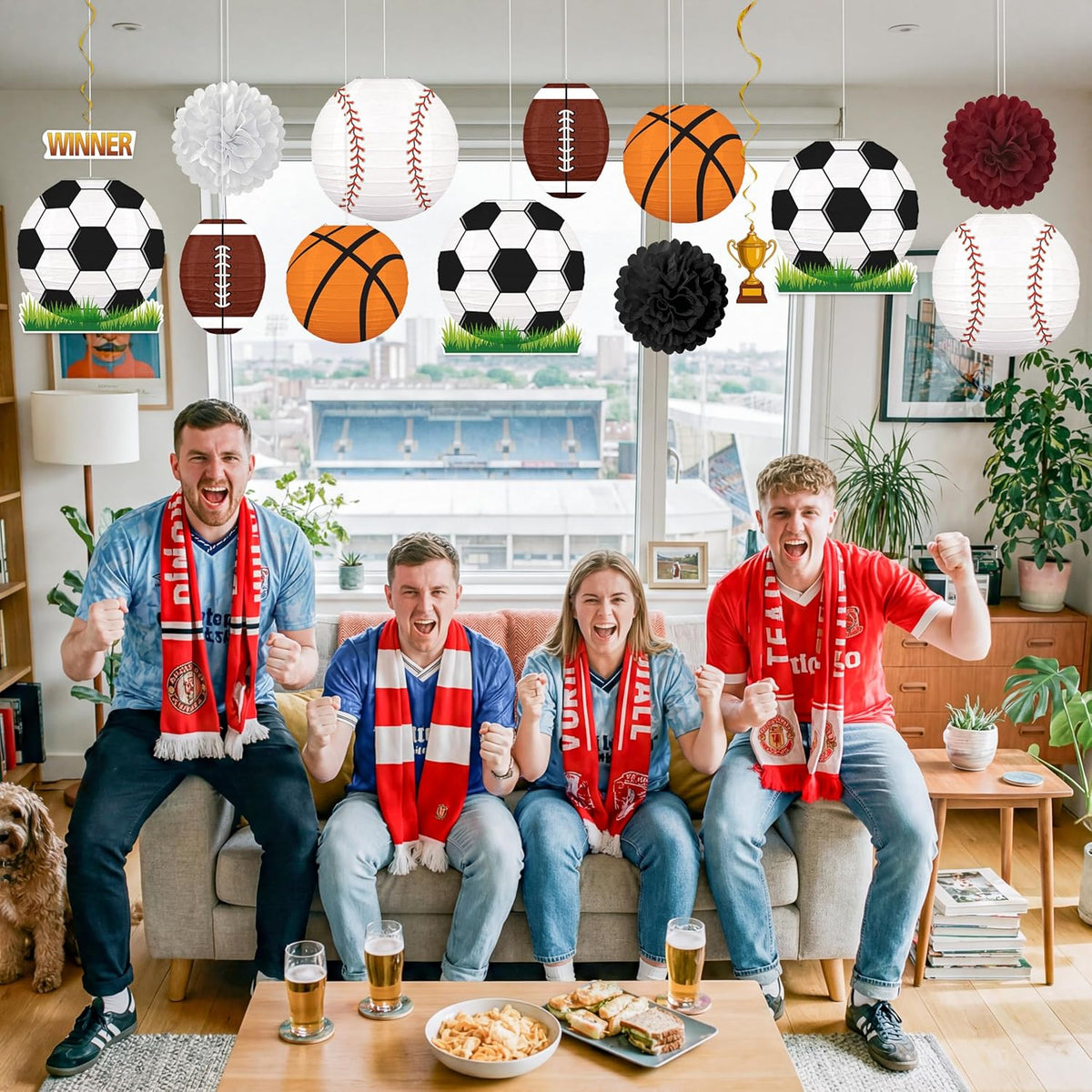 14 Linternas Papel Decoración Fiesta Deportiva Fútbol Baloncesto