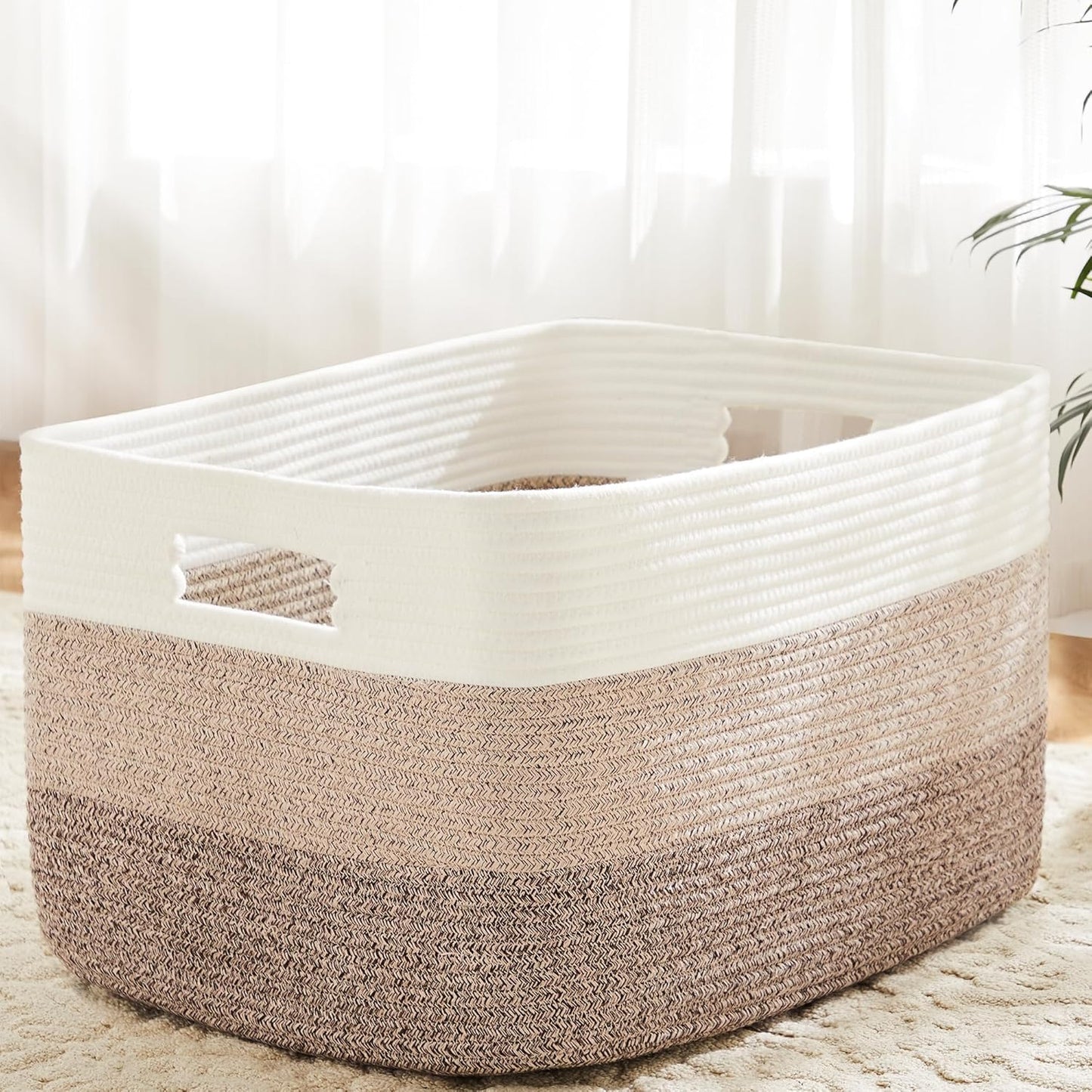 Cesta rectangular tejida para lavandería 65l habitación
