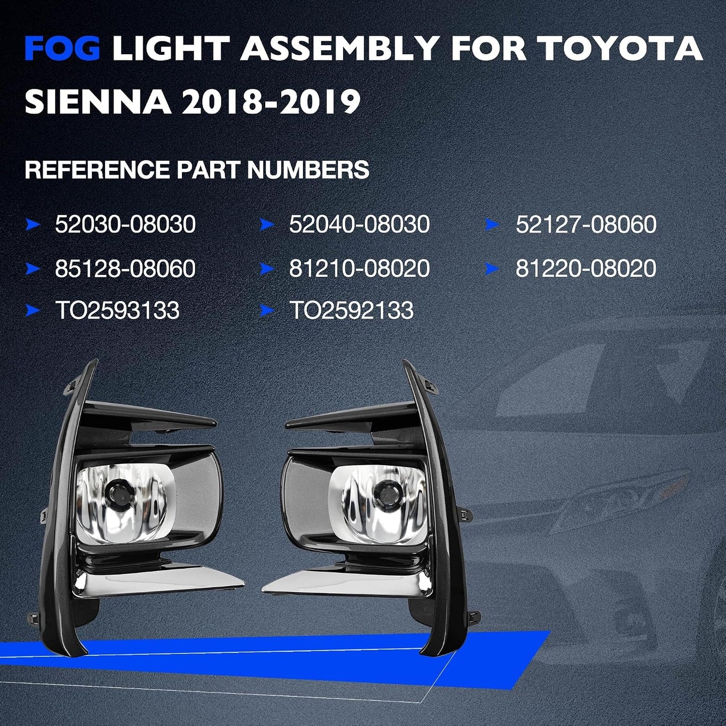 Luces antiniebla Toyota Sienna 18-19 Kit Reemplazo
