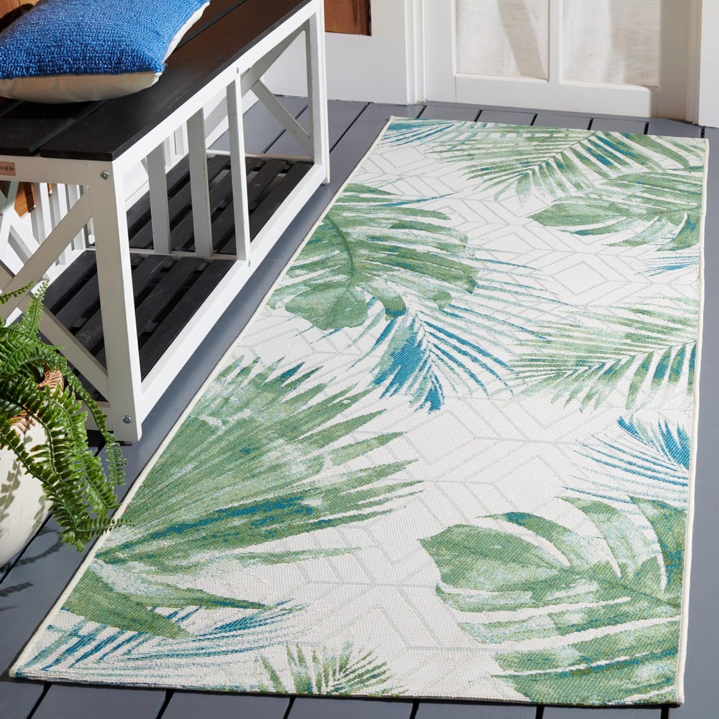 Alfombra lavable exterior 2'8x10'5 verde azulado BAR590X