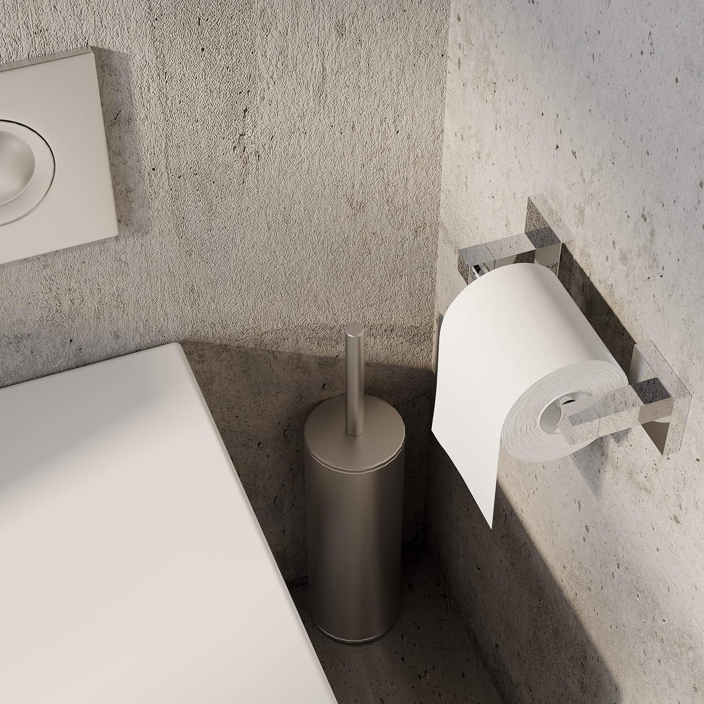 Soporte papel higiénico acero inox poste doble moderno