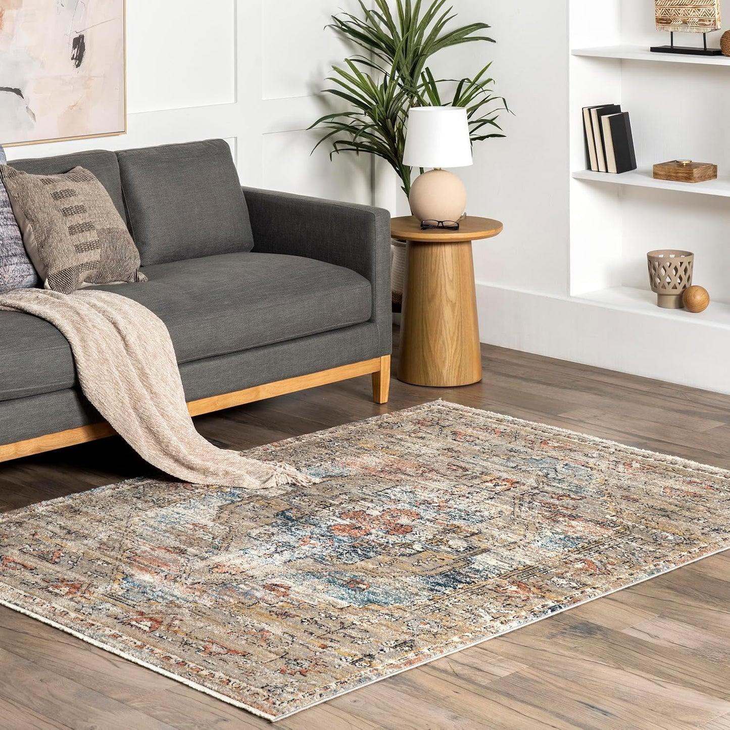 Alfombra tradicional con flecos 9x12ft color beige