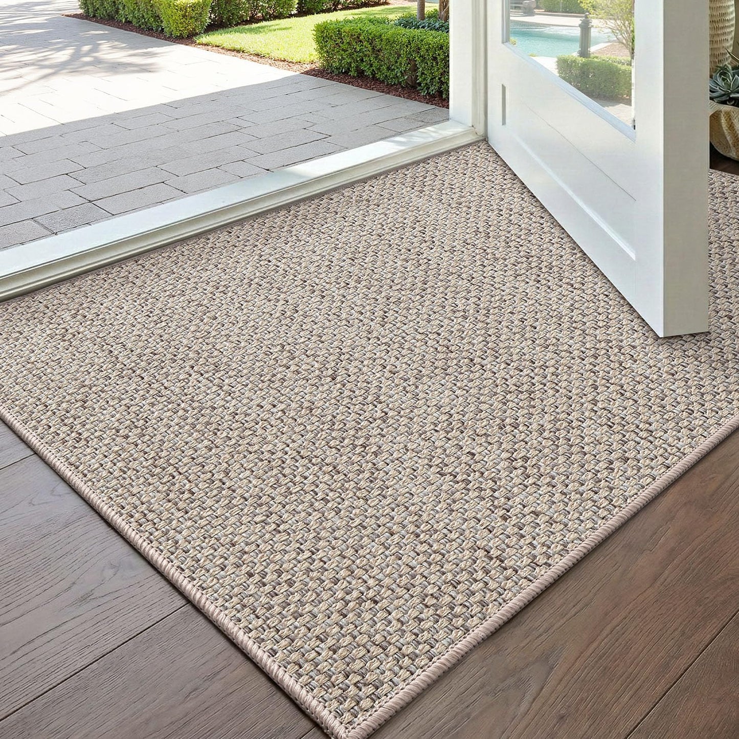 Tapete puerta 17x30pulg antiderrap perfil bajo beige