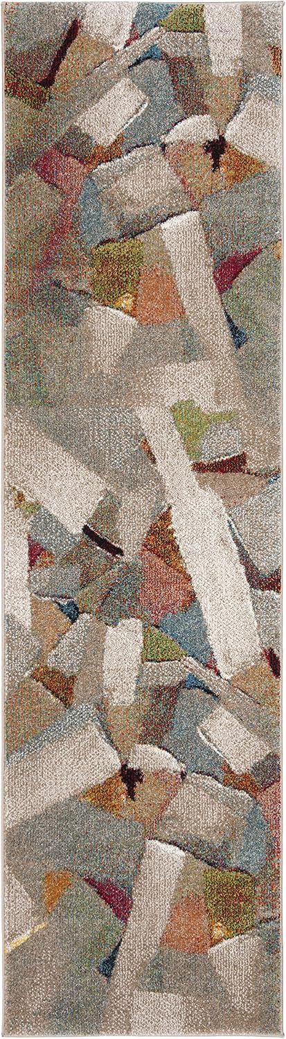 Alfombra pasillo 2ft3pulg x 8ft gris abstracto moderno