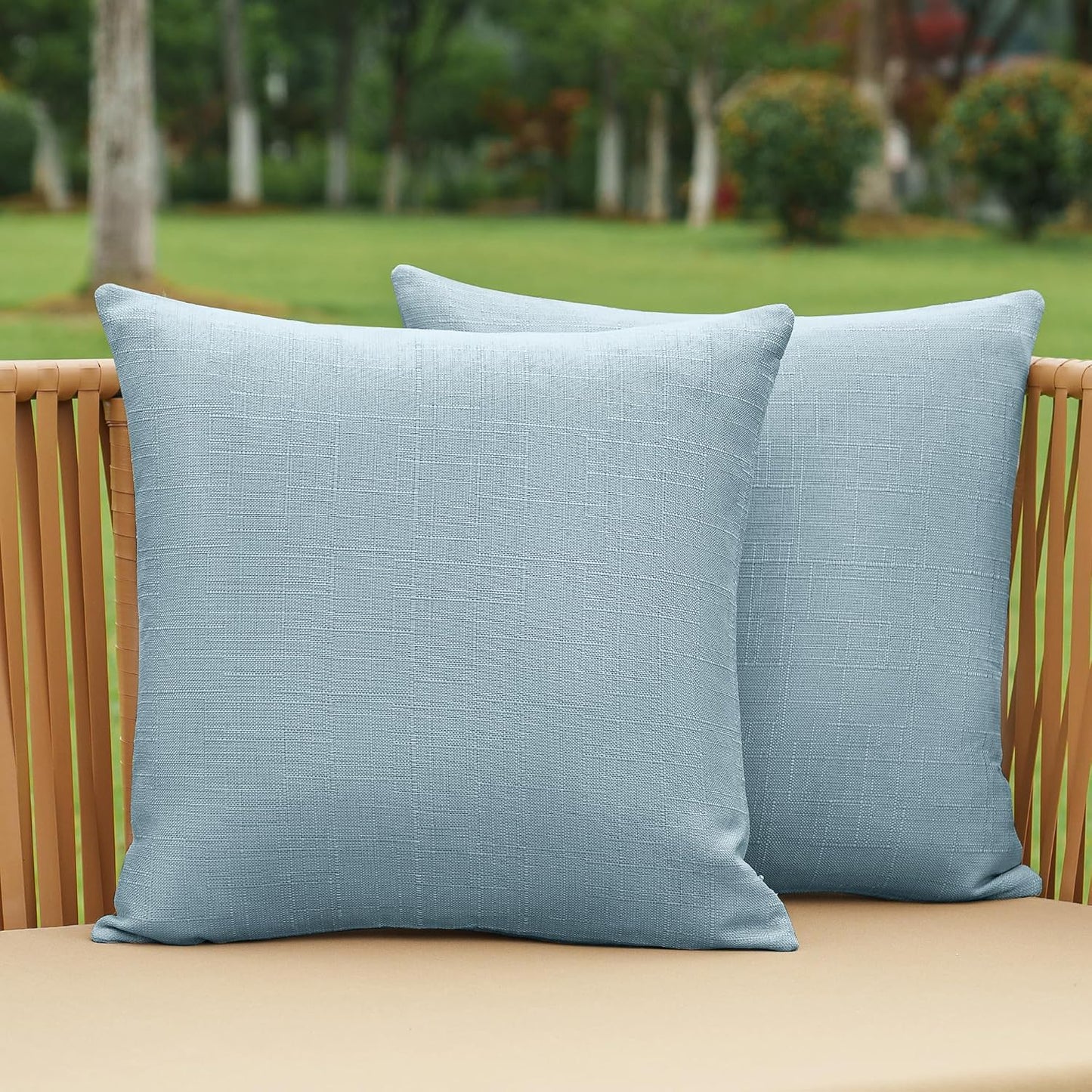 2 Pzas Fundas Almohada Exteriores Impermeables Textura Lino