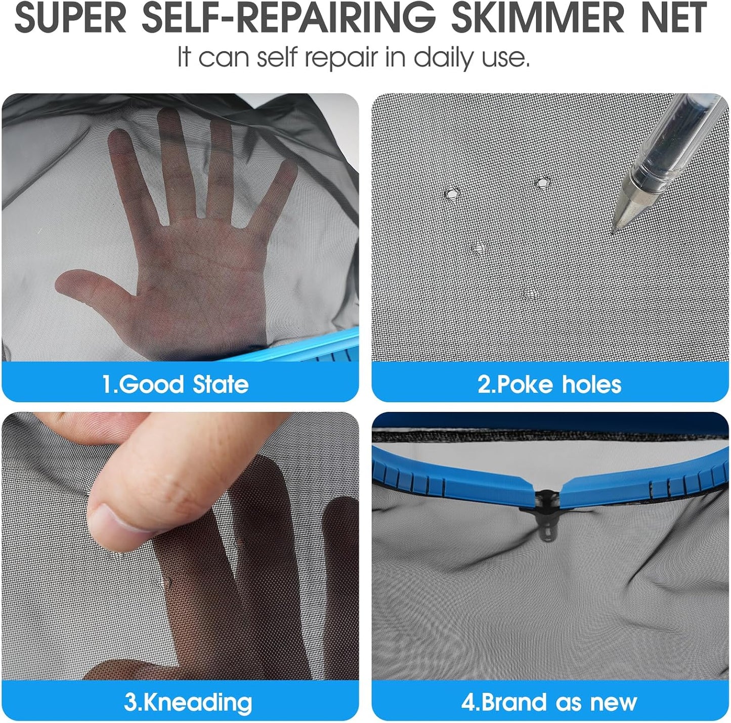 Red skimmer piscina 20pulg malla nylon aluminio bolsa escombros