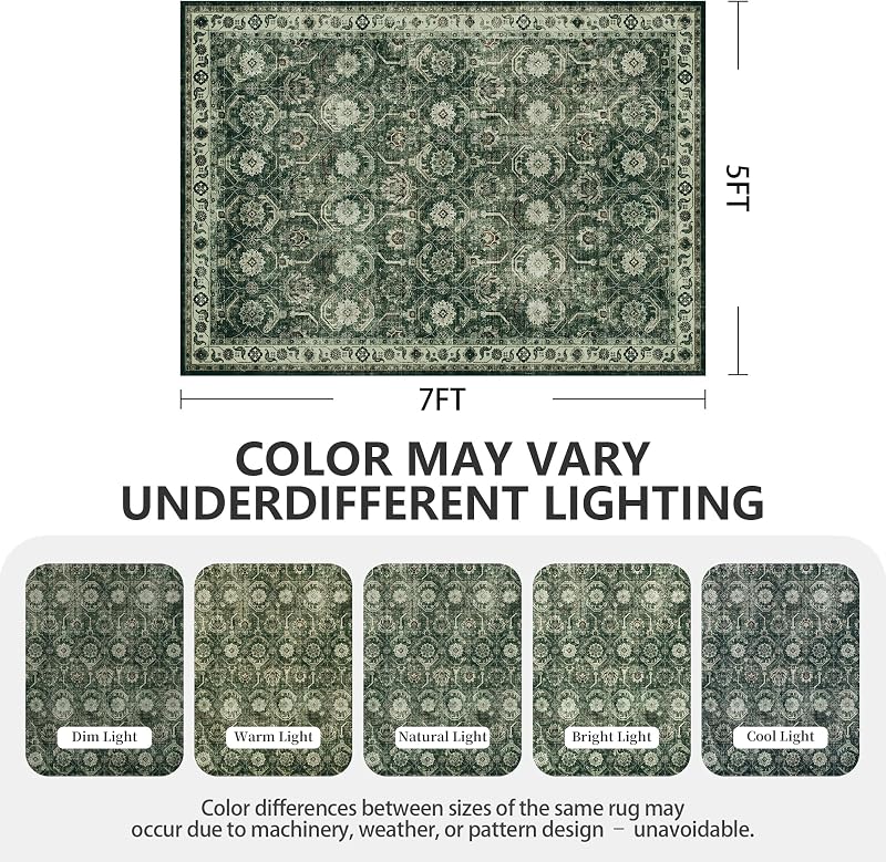 Tapete 5x7ft suave antiderrap pelo corto lavable sala dormitorio verde