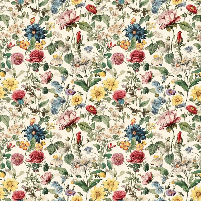 Papel tapiz floral autoadhesivo 17.7x354" dormitorio